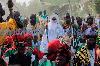 The Emir of Kano, Nigera, Ado Bayero (center), surrounded by his traditional palace guards